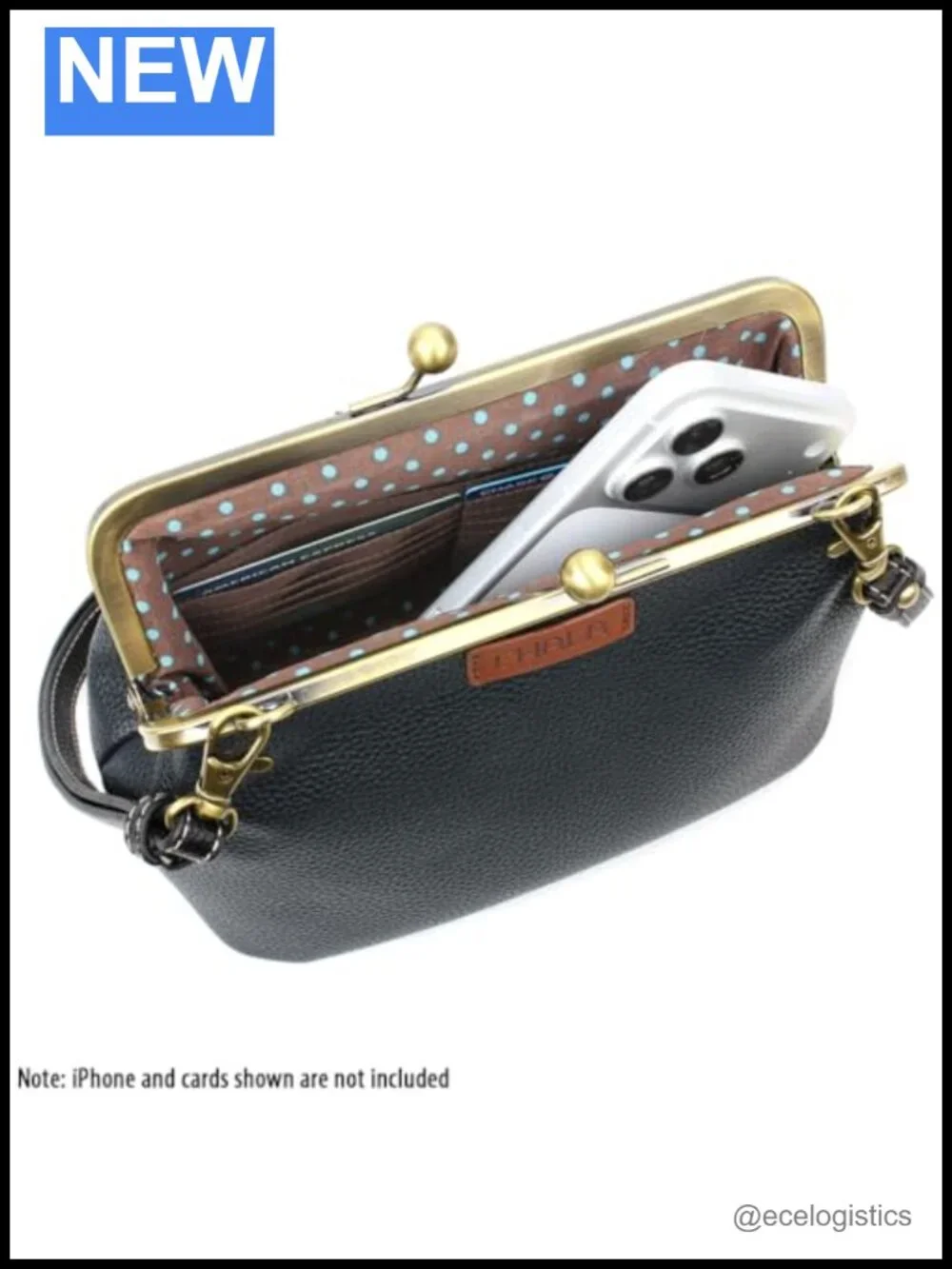 Kisslock Crossbody Purse Women Faux Leather RFID Protected Handbag Adjustable